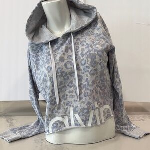 Calvin Klein Light Gray Leopard-Print Performance Sweatshirt